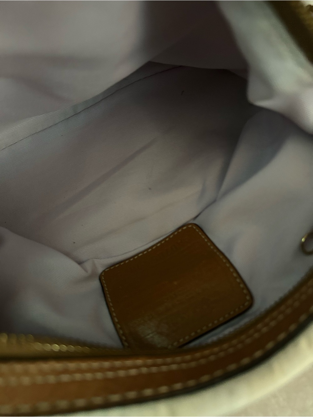 Coach Cream Shoulder Bag with Brown Leather Trim and Lavender Tag - Picture 7 of 8